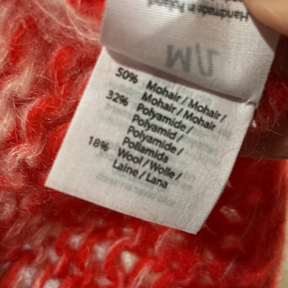 MAIAMI Gradient Cardigan Sweater Bulky Knit Ivory Red Soft Mohair Knit - Picture 9 of 9